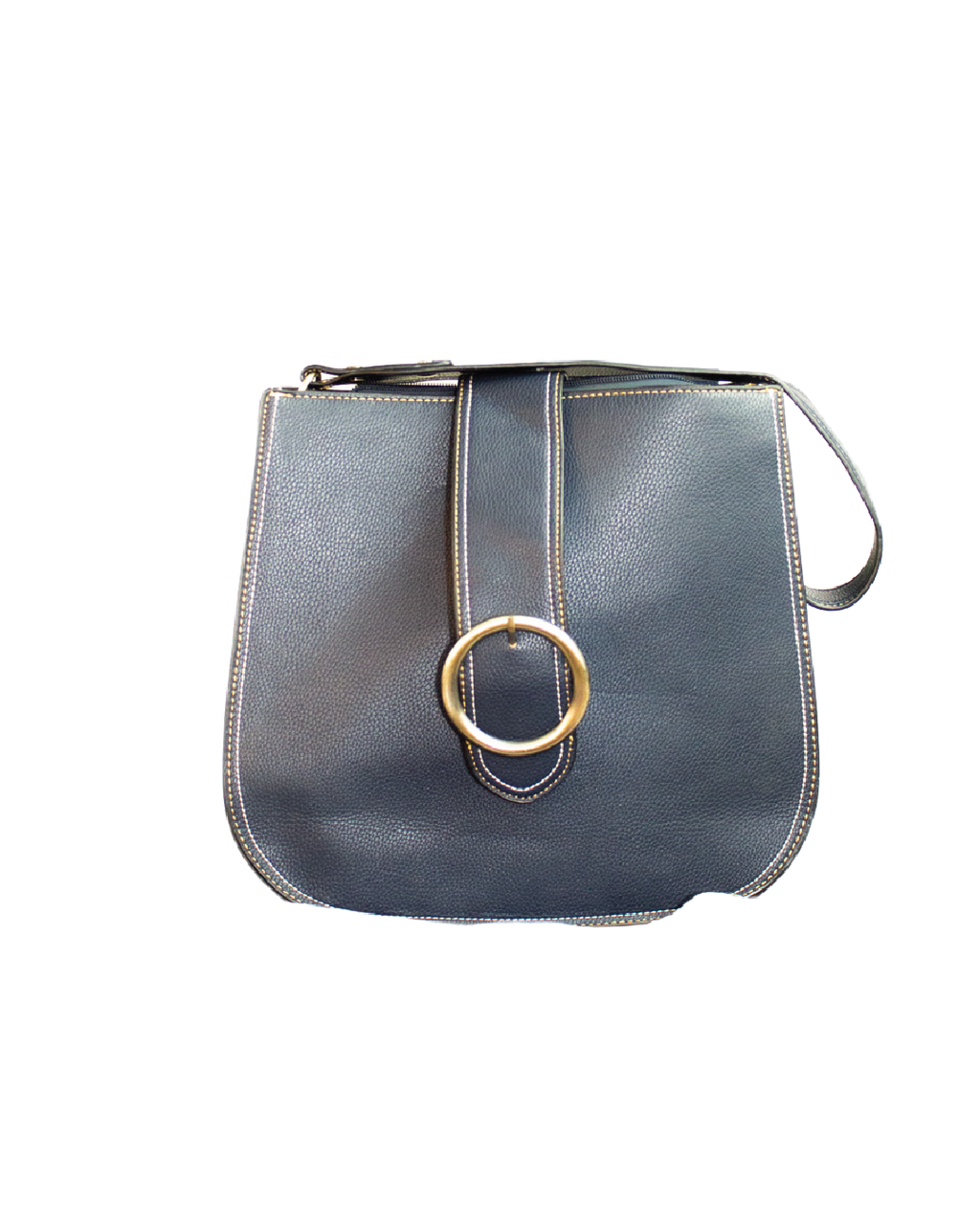 Blue Leather Bag with Buckle