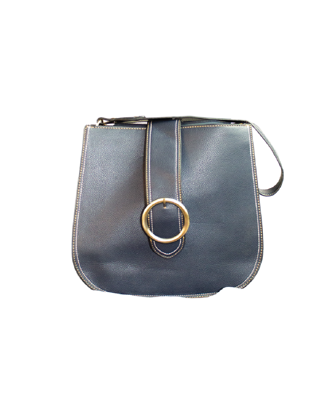 Blue Leather Bag with Buckle
