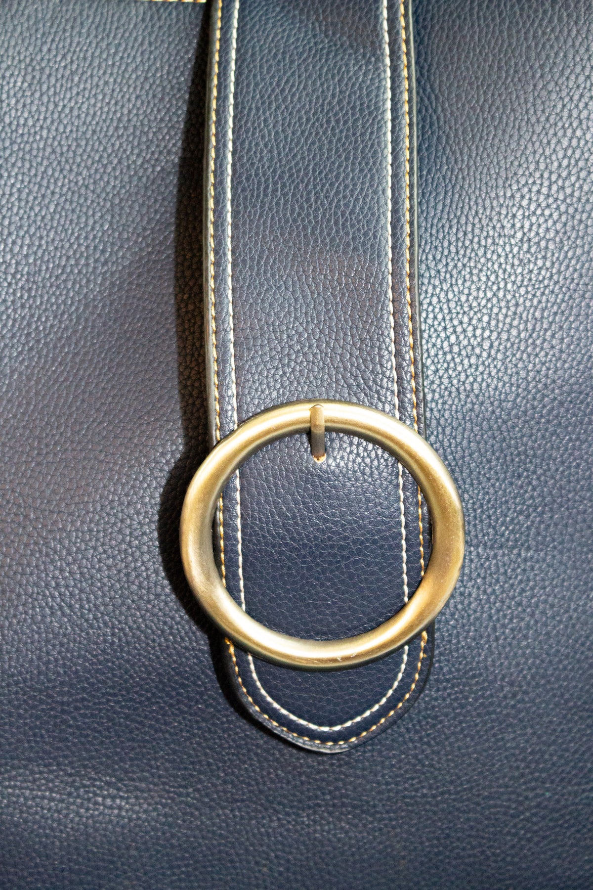 Blue Leather Bag with Buckle